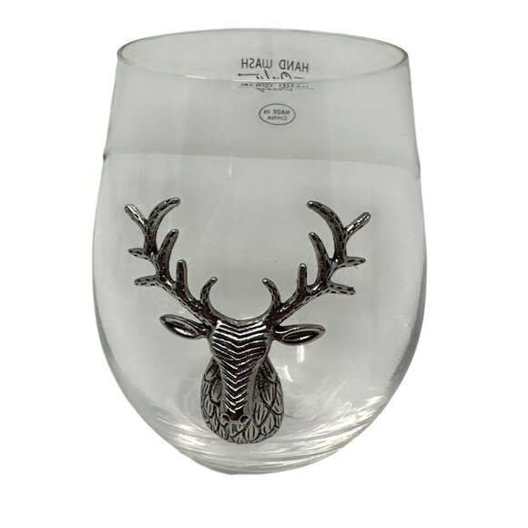 Deer Stemless Wine Glass Stag Bronze Silver Stag Icon Barware Gift Holiday - Picture 3 of 7